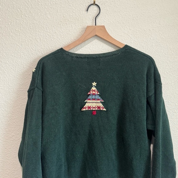 VTG Christopher & Banks Womens Hand Embroidered Christmas Tree Cardigan Gorpcore - Picture 8 of 9